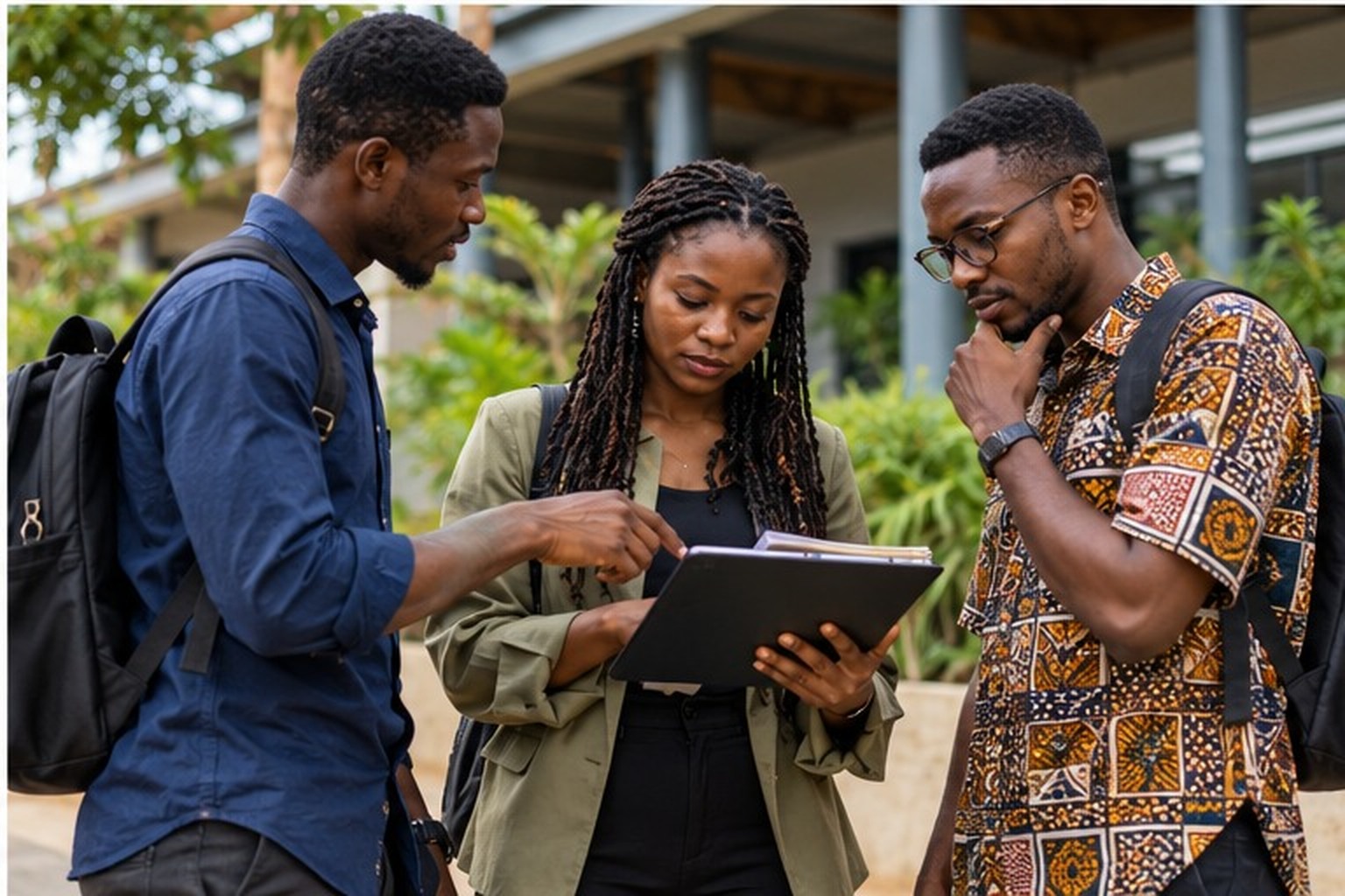 Young Ghanaian collaborators planning a practical project